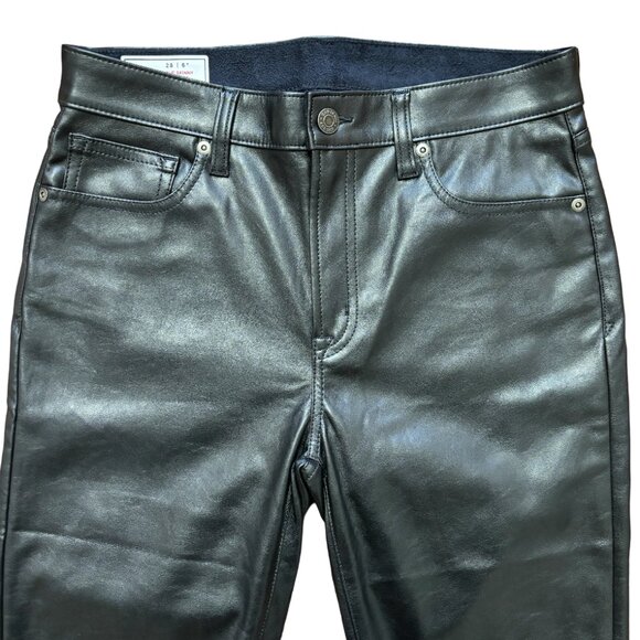 NEW GAP Mid Rise Vegan Leather True Skinny Pants in Black SZ 6 TALL - Picture 2 of 10